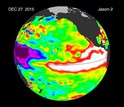 satelite image showing El Nino current at the equator,